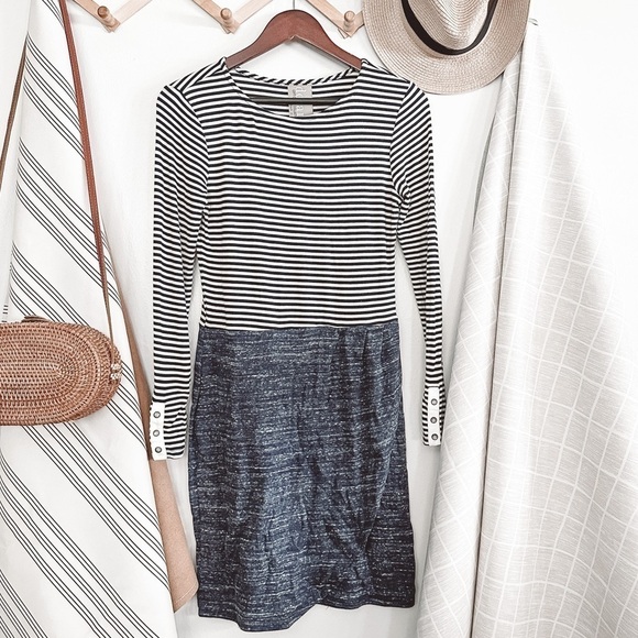 Anthropologie Dolan Navy Stripe Long Sleeve Dress - Picture 3 of 5